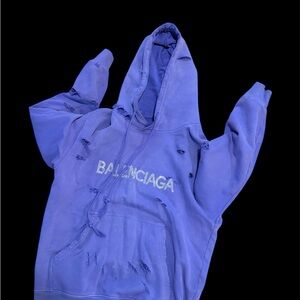 Balenciaga Torn Indigo Hoodie